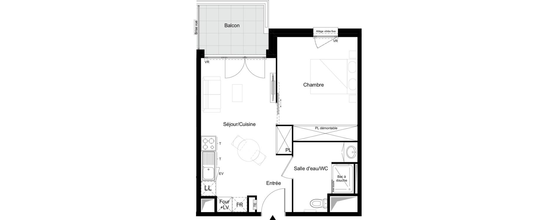 Appartement T2 meubl&eacute; de 39,84 m2 &agrave; Agen Tapie - rodrigues