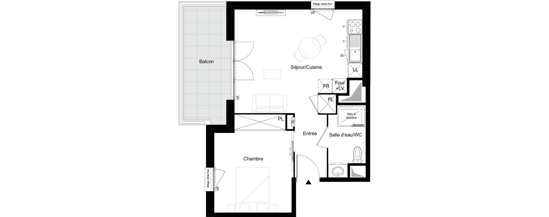 Appartement T2 meubl&eacute; de 42,70 m2 &agrave; Agen Tapie - rodrigues