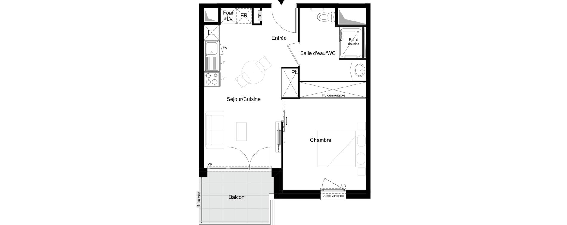 Appartement T2 meubl&eacute; de 39,85 m2 &agrave; Agen Tapie - rodrigues