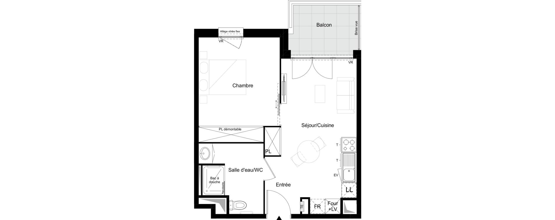 Appartement T2 meubl&eacute; de 39,84 m2 &agrave; Agen Tapie - rodrigues