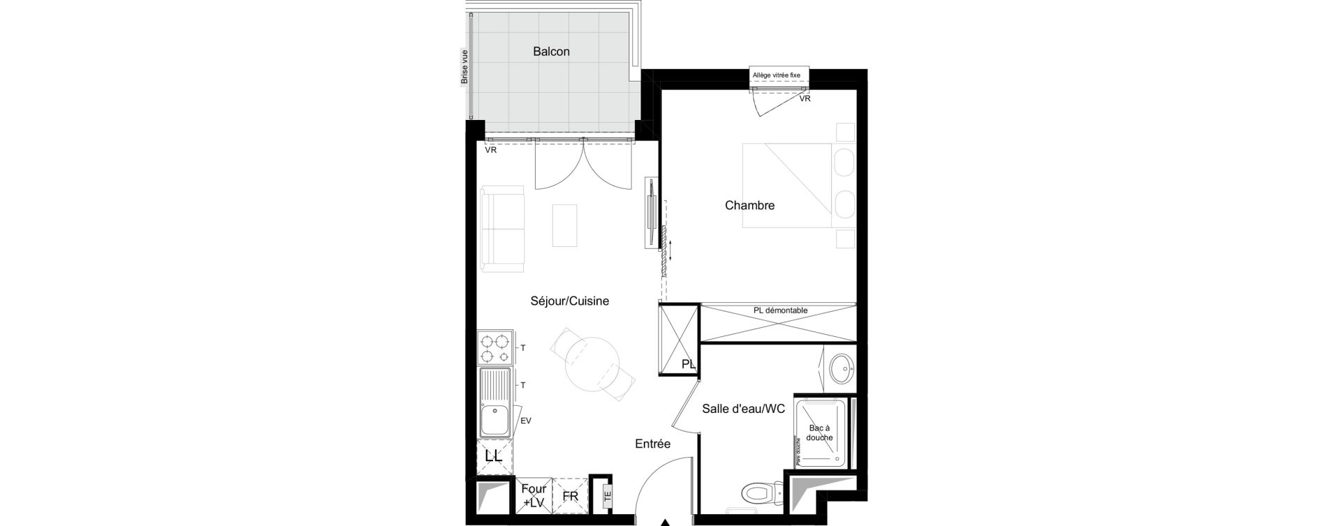 Appartement T2 meubl&eacute; de 39,84 m2 &agrave; Agen Tapie - rodrigues