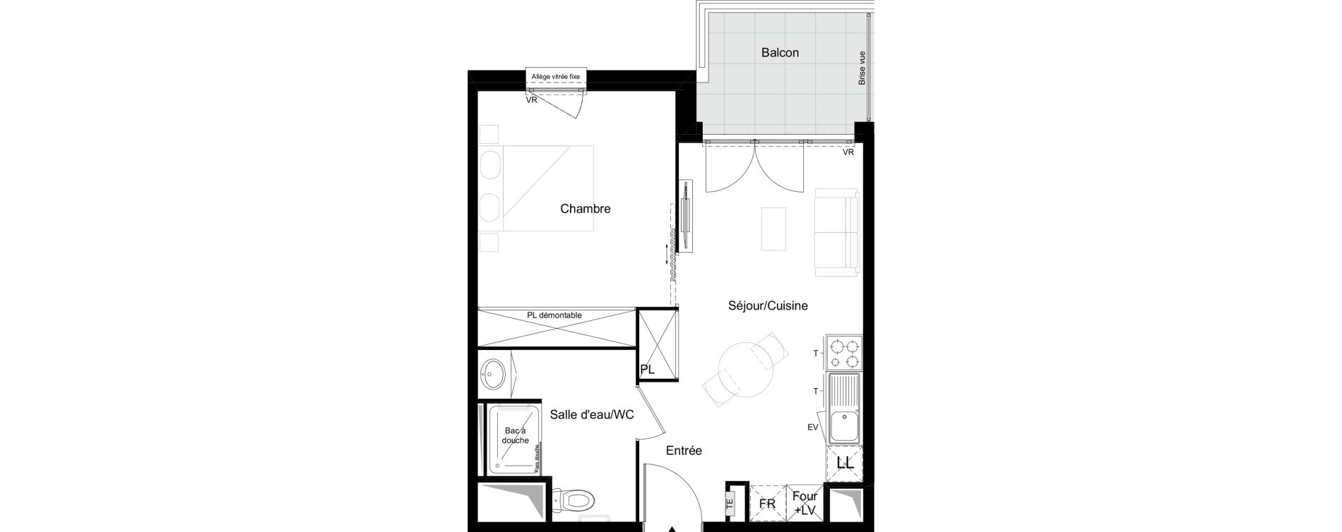 Appartement T2 meubl&eacute; de 39,84 m2 &agrave; Agen Tapie - rodrigues