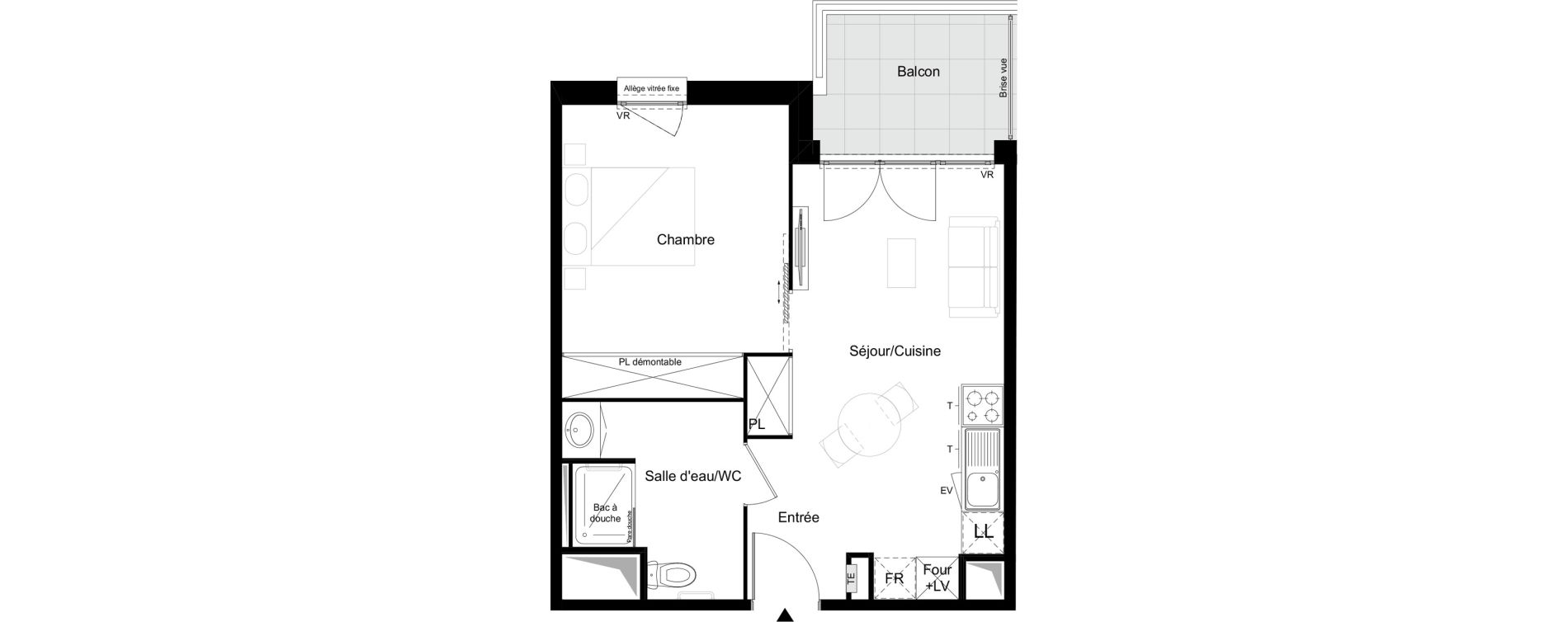 Appartement T2 meubl&eacute; de 39,84 m2 &agrave; Agen Tapie - rodrigues