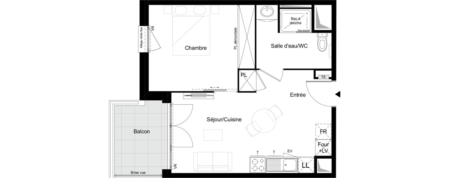 Appartement T2 meubl&eacute; de 38,33 m2 &agrave; Agen Tapie - rodrigues