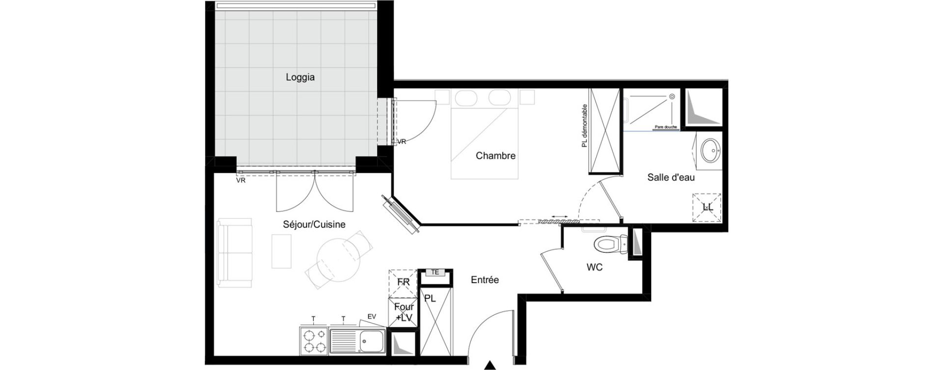 Appartement T2 meubl&eacute; de 42,43 m2 &agrave; Agen Tapie - rodrigues