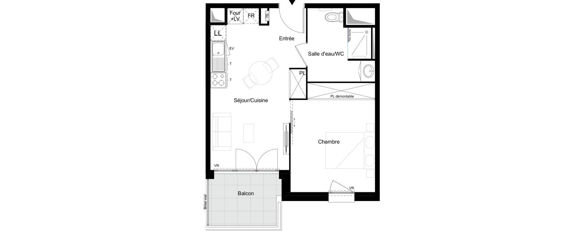 Appartement T2 meubl&eacute; de 39,71 m2 &agrave; Agen Tapie - rodrigues