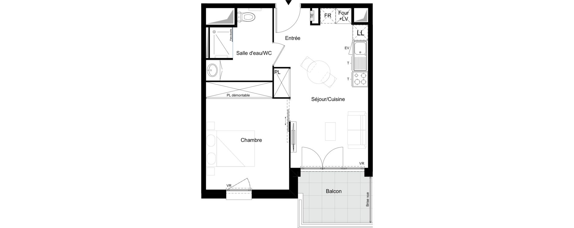 Appartement T2 meubl&eacute; de 39,71 m2 &agrave; Agen Tapie - rodrigues