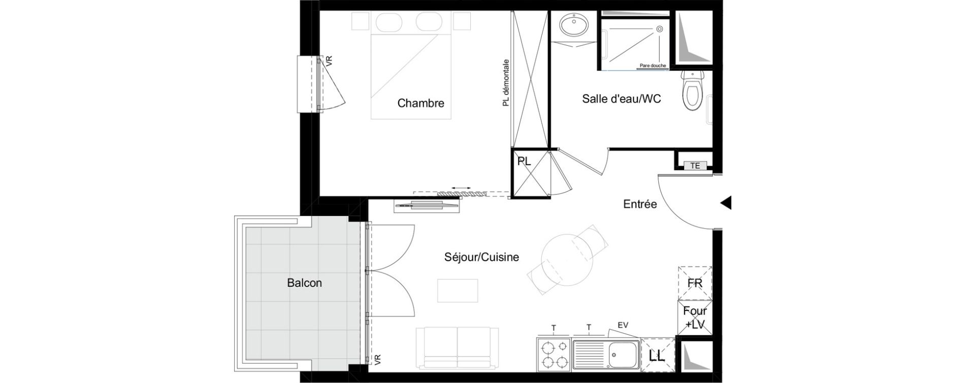 Appartement T2 meubl&eacute; de 38,69 m2 &agrave; Agen Tapie - rodrigues