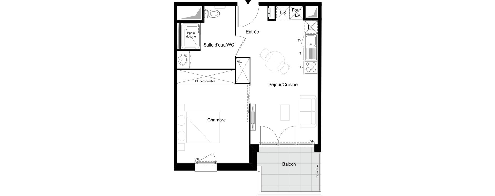 Appartement T2 meubl&eacute; de 39,84 m2 &agrave; Agen Tapie - rodrigues