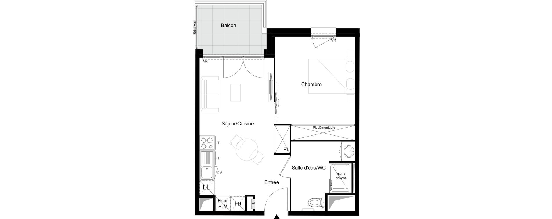 Appartement T2 meubl&eacute; de 39,85 m2 &agrave; Agen Tapie - rodrigues