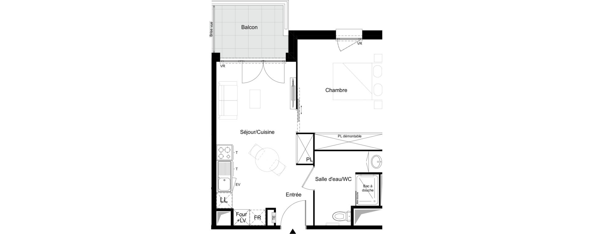 Appartement T2 meubl&eacute; de 39,84 m2 &agrave; Agen Tapie - rodrigues