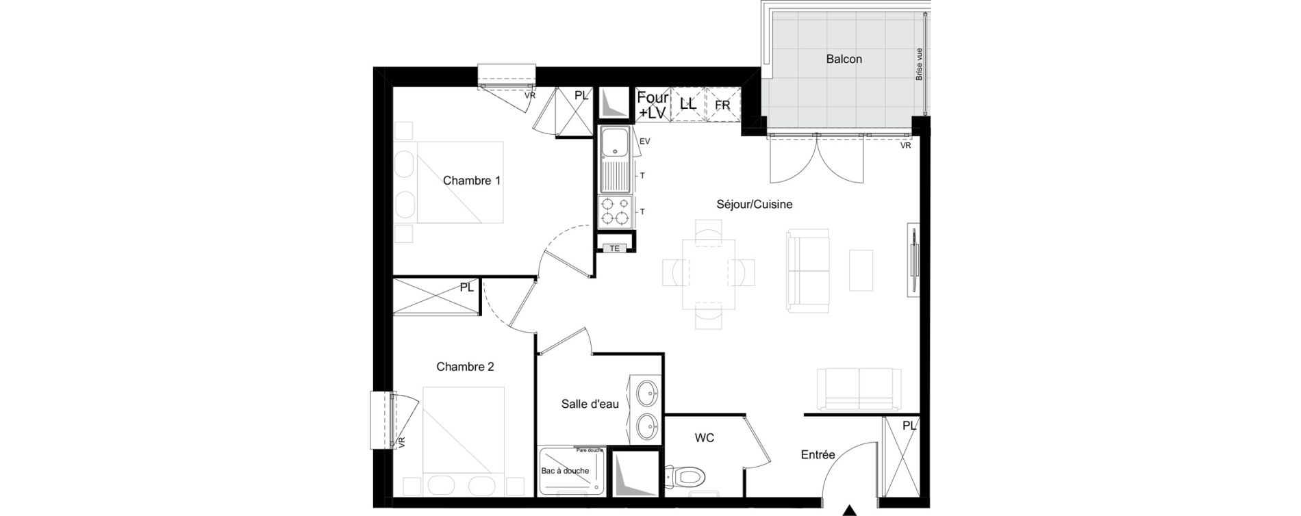 Appartement T3 meubl&eacute; de 59,00 m2 &agrave; Agen Tapie - rodrigues