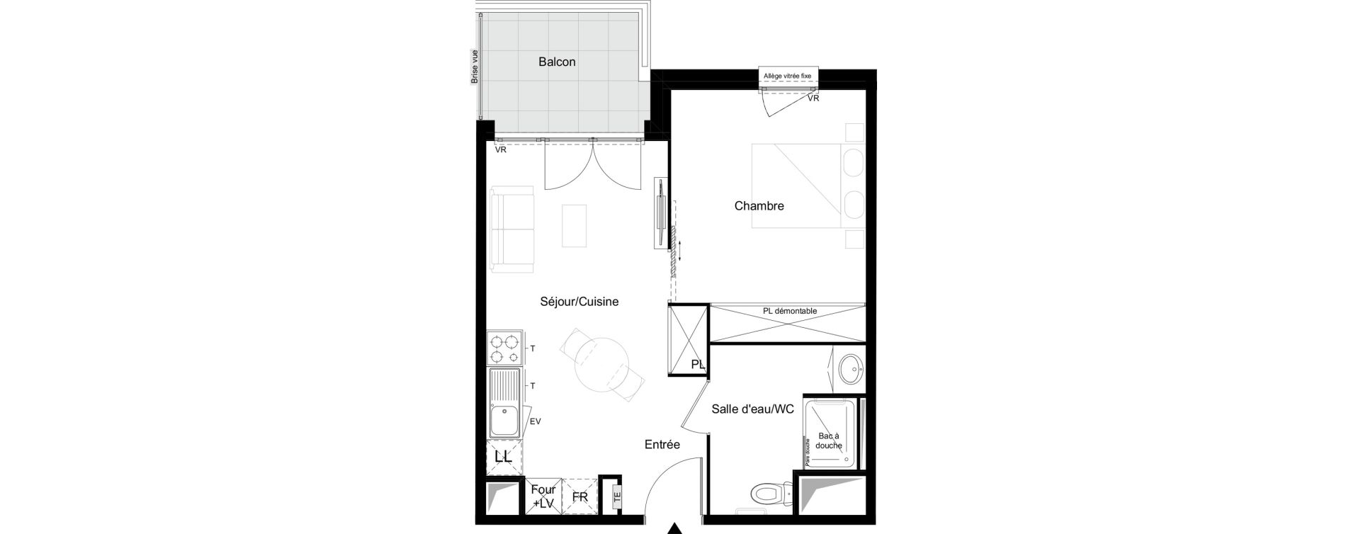 Appartement T2 meubl&eacute; de 39,84 m2 &agrave; Agen Tapie - rodrigues