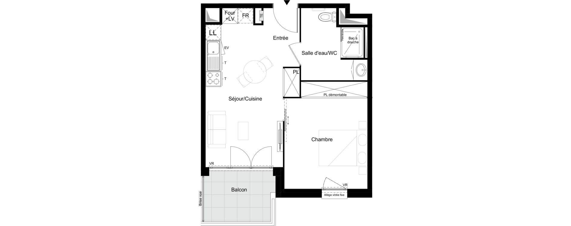 Appartement T2 meubl&eacute; de 39,84 m2 &agrave; Agen Tapie - rodrigues