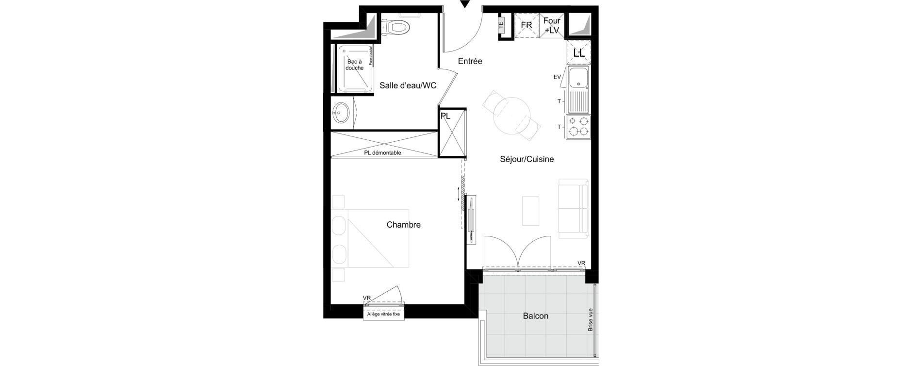 Appartement T2 meubl&eacute; de 39,84 m2 &agrave; Agen Tapie - rodrigues