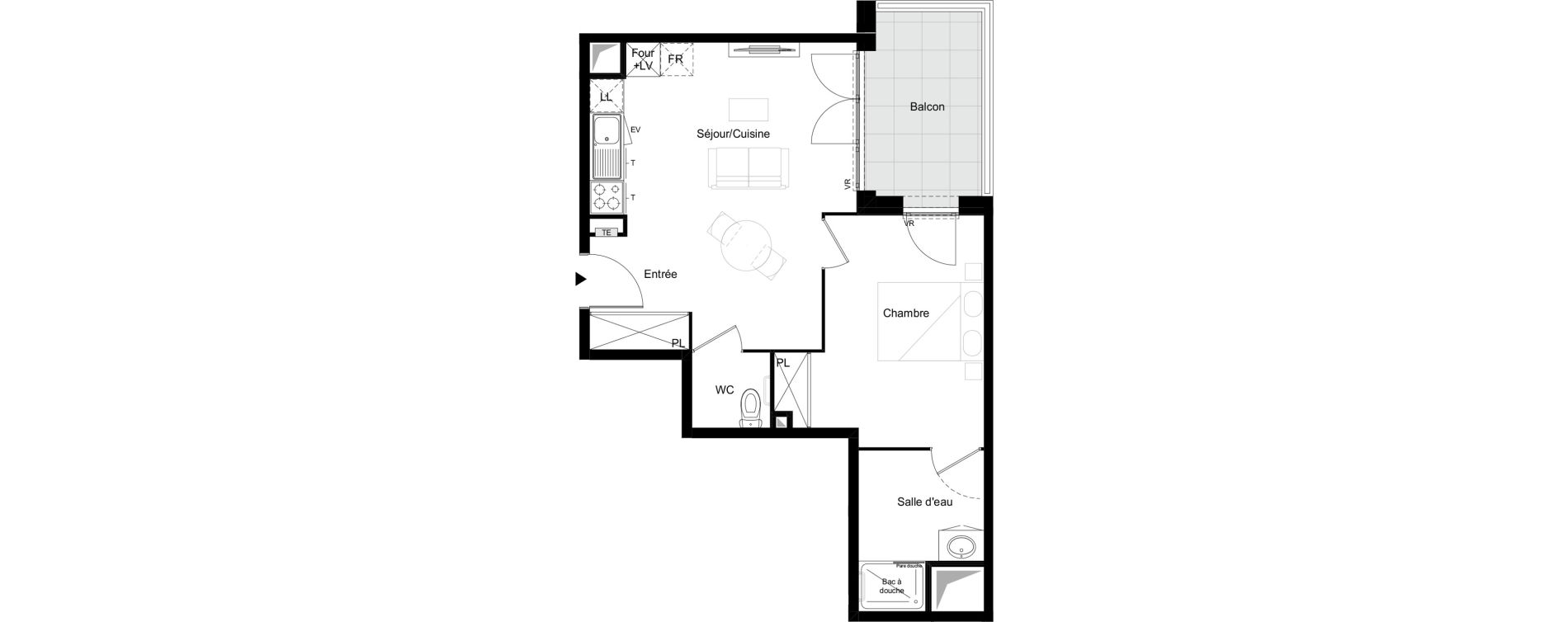 Appartement T2 meubl&eacute; de 44,14 m2 &agrave; Agen Tapie - rodrigues