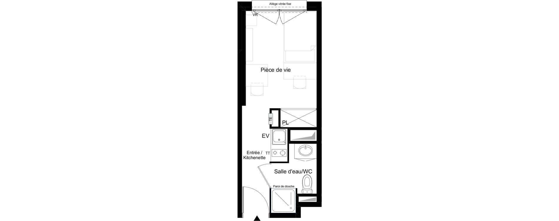 Appartement T1 meubl&eacute; de 17,95 m2 &agrave; Agen Tapie - rodrigues