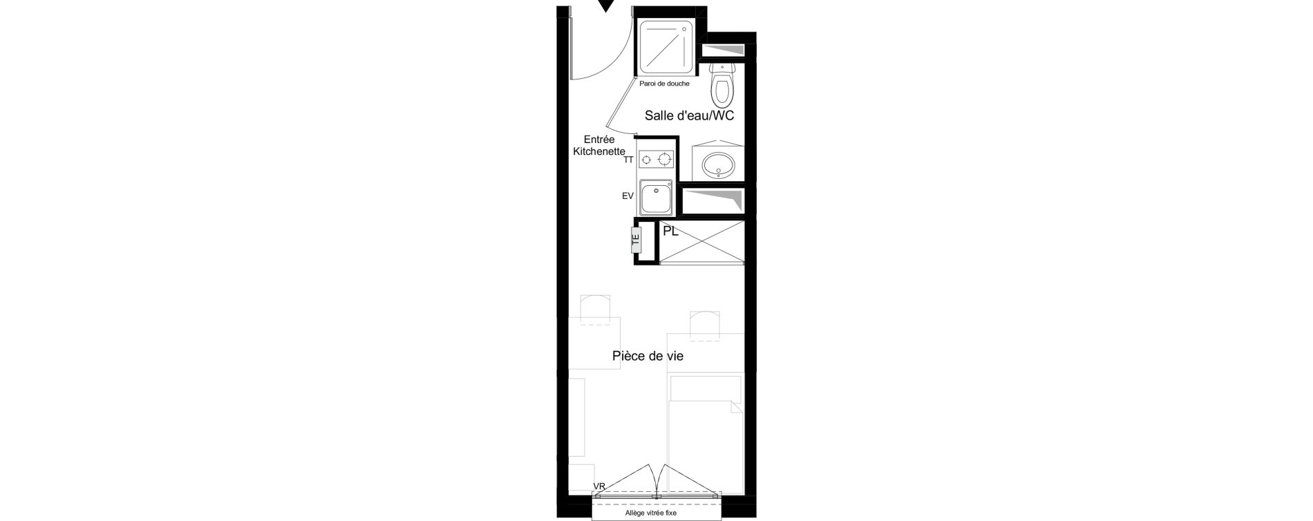 Appartement T1 meubl&eacute; de 18,44 m2 &agrave; Agen Tapie - rodrigues