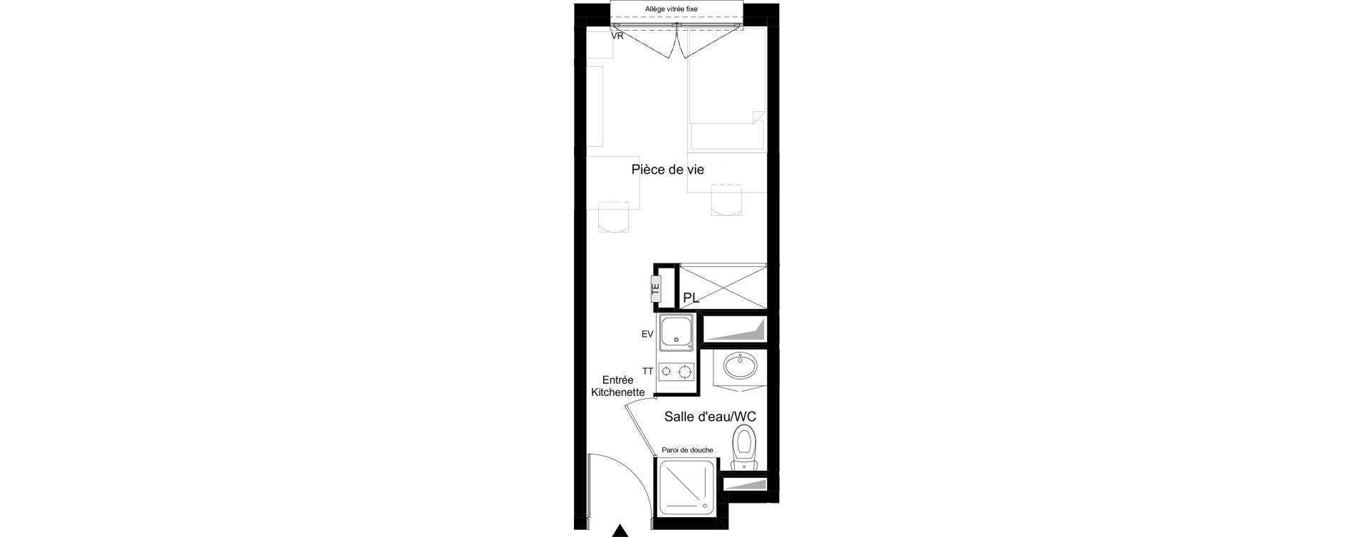 Appartement T1 meubl&eacute; de 18,44 m2 &agrave; Agen Tapie - rodrigues