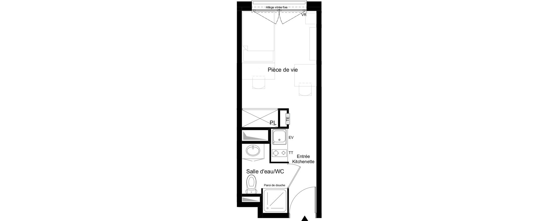 Appartement T1 meubl&eacute; de 18,44 m2 &agrave; Agen Tapie - rodrigues