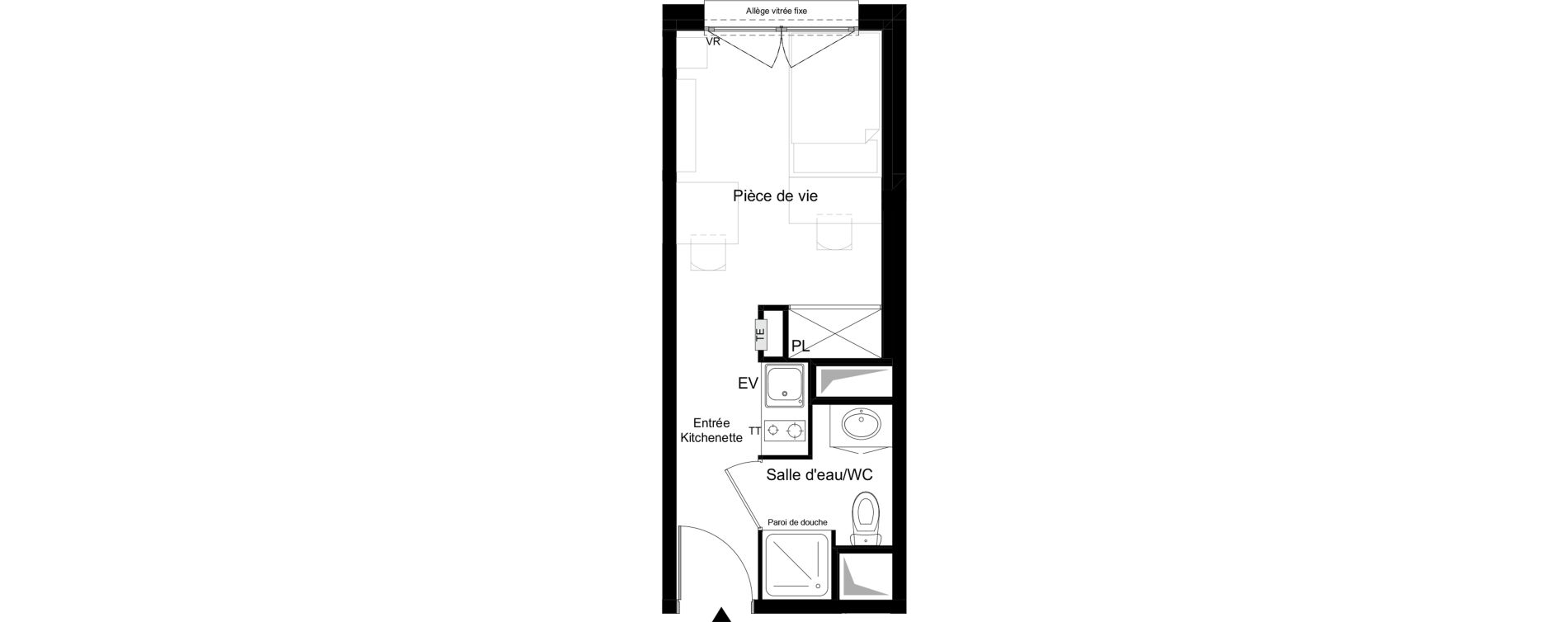 Appartement T1 meubl&eacute; de 18,39 m2 &agrave; Agen Tapie - rodrigues