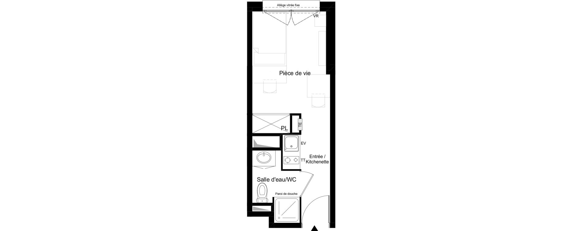 Appartement T1 meubl&eacute; de 18,16 m2 &agrave; Agen Tapie - rodrigues