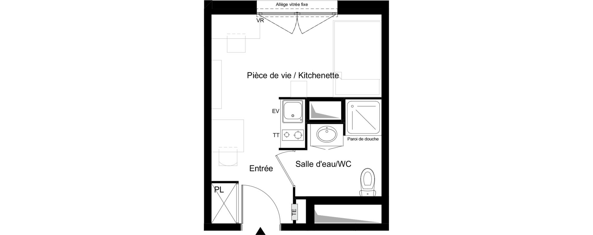 Appartement T1 meubl&eacute; de 19,34 m2 &agrave; Agen Tapie - rodrigues