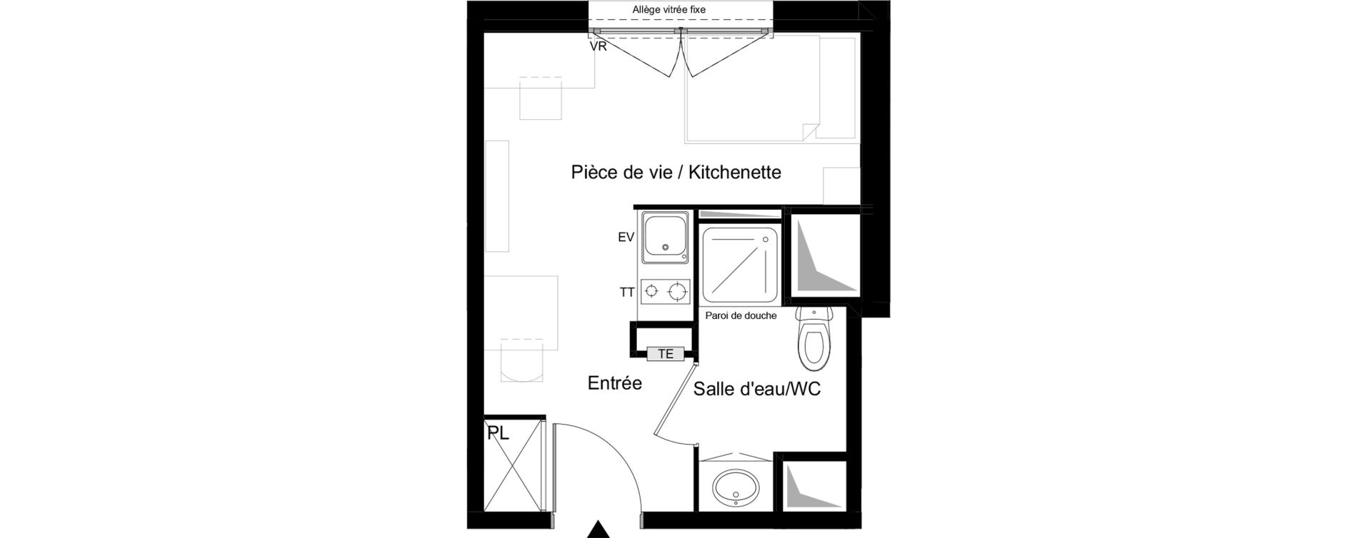 Appartement T1 meubl&eacute; de 18,63 m2 &agrave; Agen Tapie - rodrigues