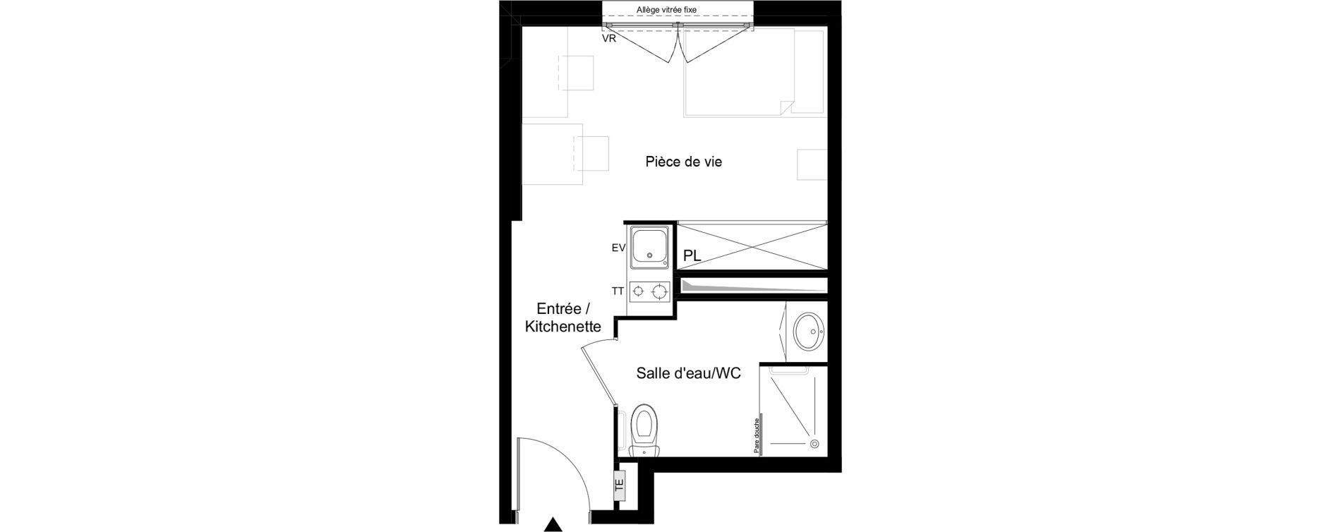 Appartement T1 meubl&eacute; de 22,58 m2 &agrave; Agen Tapie - rodrigues