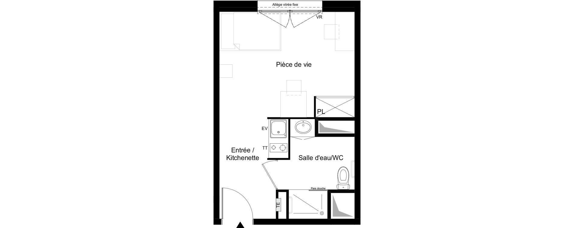 Appartement T1 meubl&eacute; de 24,52 m2 &agrave; Agen Tapie - rodrigues