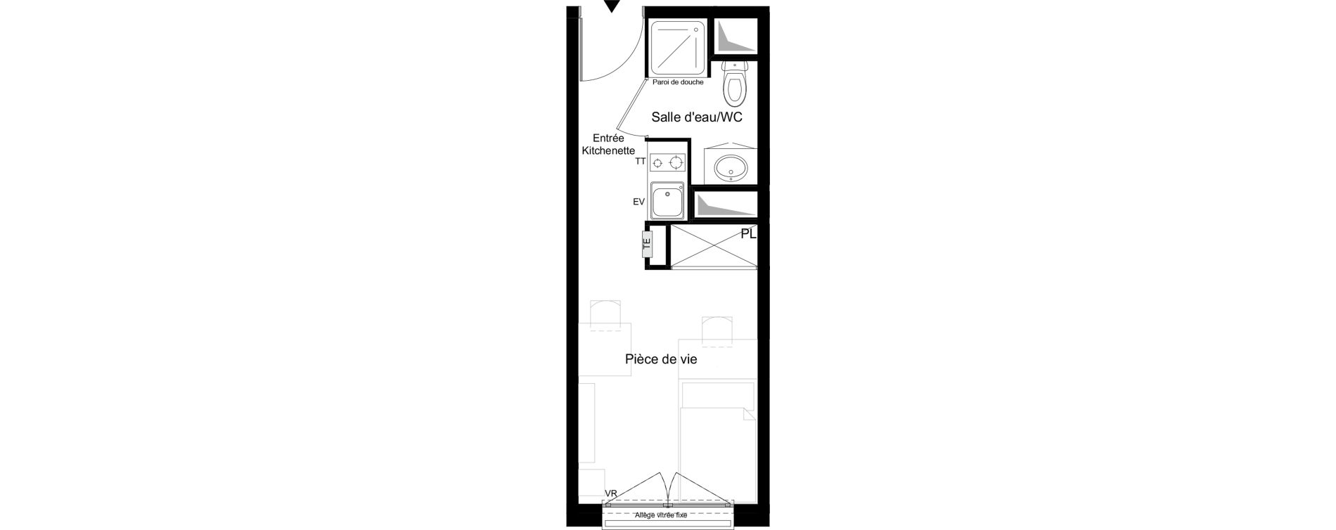 Appartement T1 meubl&eacute; de 18,47 m2 &agrave; Agen Tapie - rodrigues