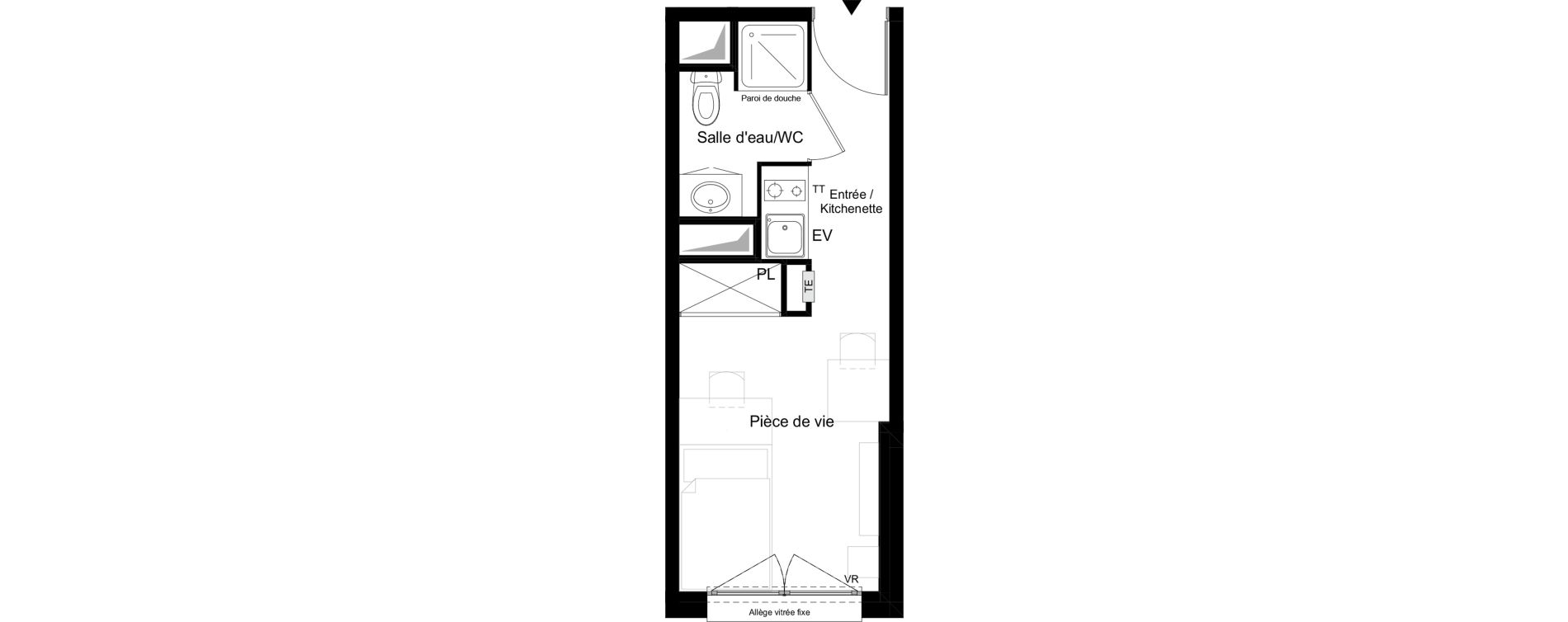 Appartement T1 meubl&eacute; de 18,16 m2 &agrave; Agen Tapie - rodrigues