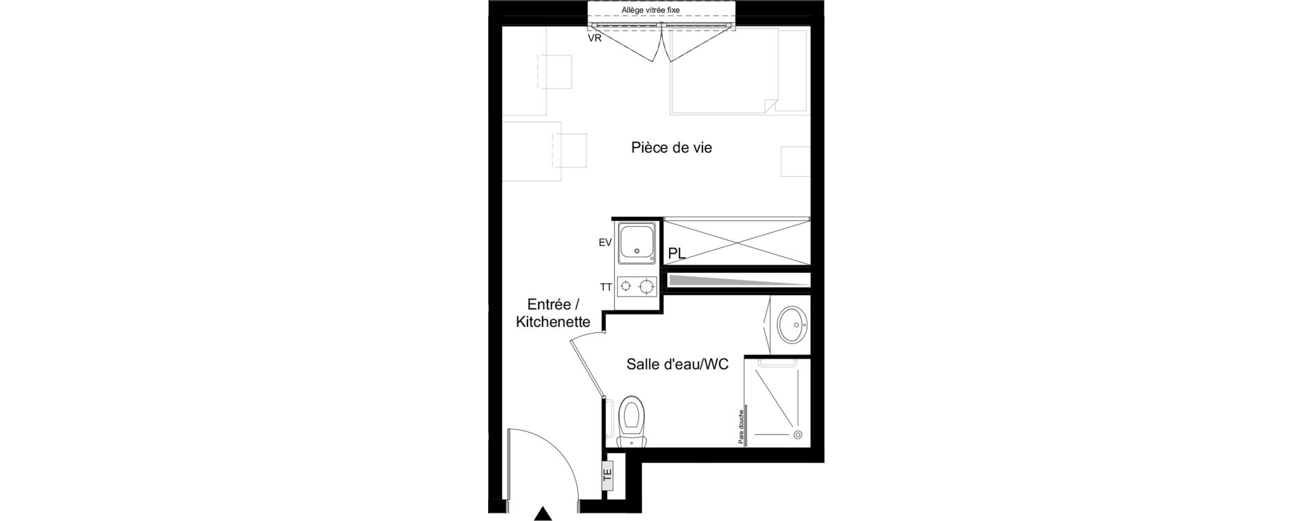 Appartement T1 meubl&eacute; de 23,02 m2 &agrave; Agen Tapie - rodrigues