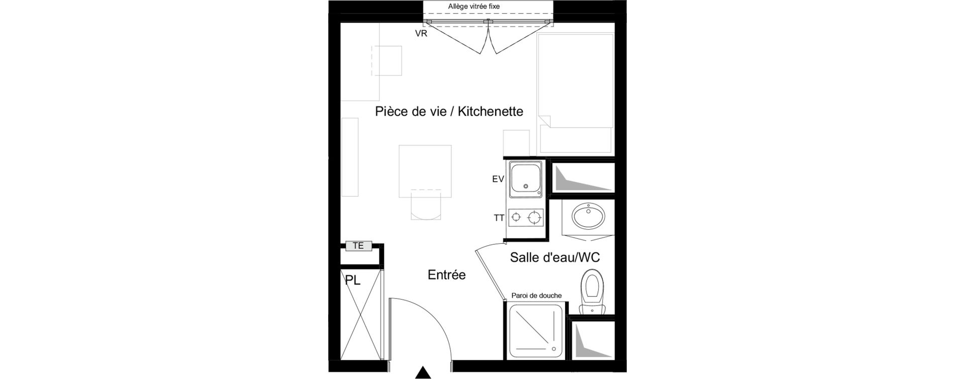 Appartement T1 meubl&eacute; de 20,13 m2 &agrave; Agen Tapie - rodrigues