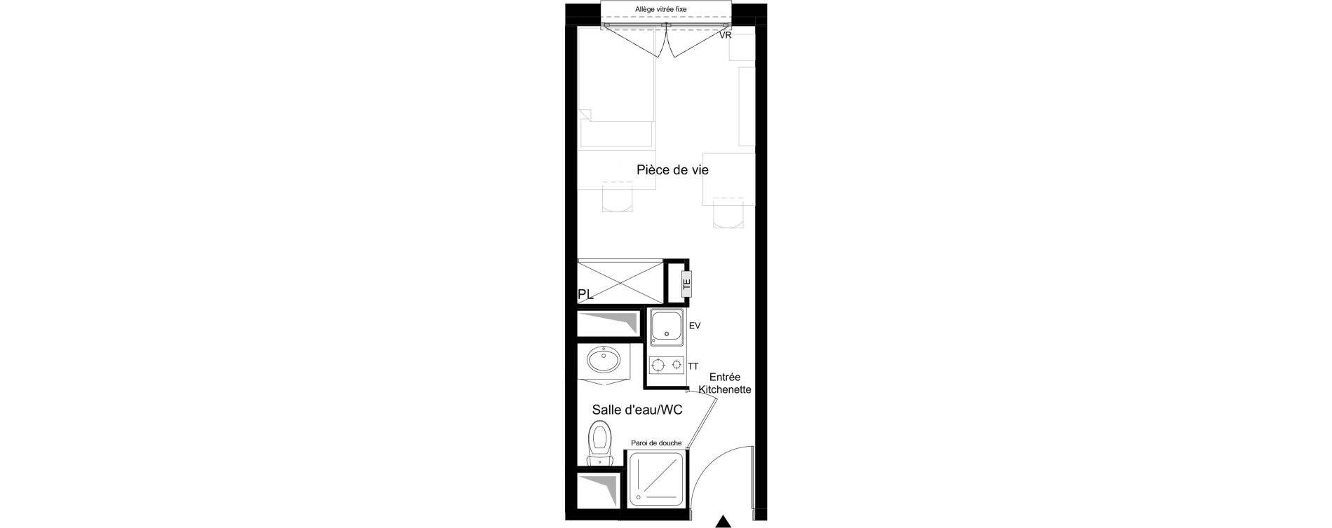 Appartement T1 meubl&eacute; de 18,47 m2 &agrave; Agen Tapie - rodrigues