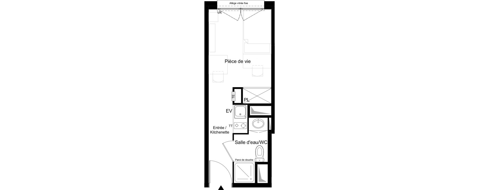 Appartement T1 meubl&eacute; de 17,57 m2 &agrave; Agen Tapie - rodrigues