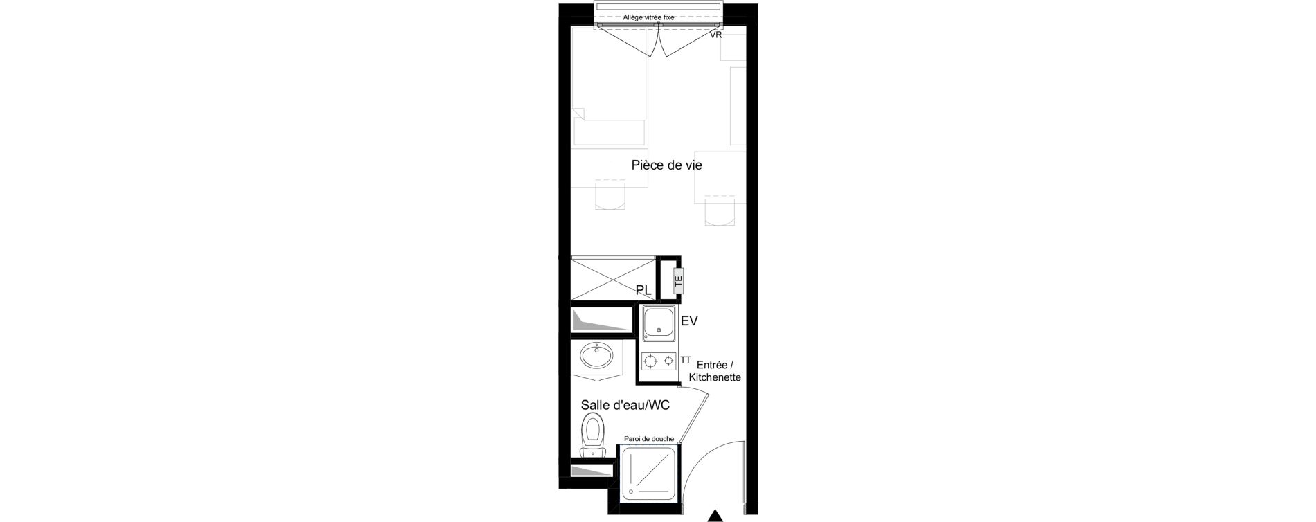 Appartement T1 meubl&eacute; de 18,44 m2 &agrave; Agen Tapie - rodrigues