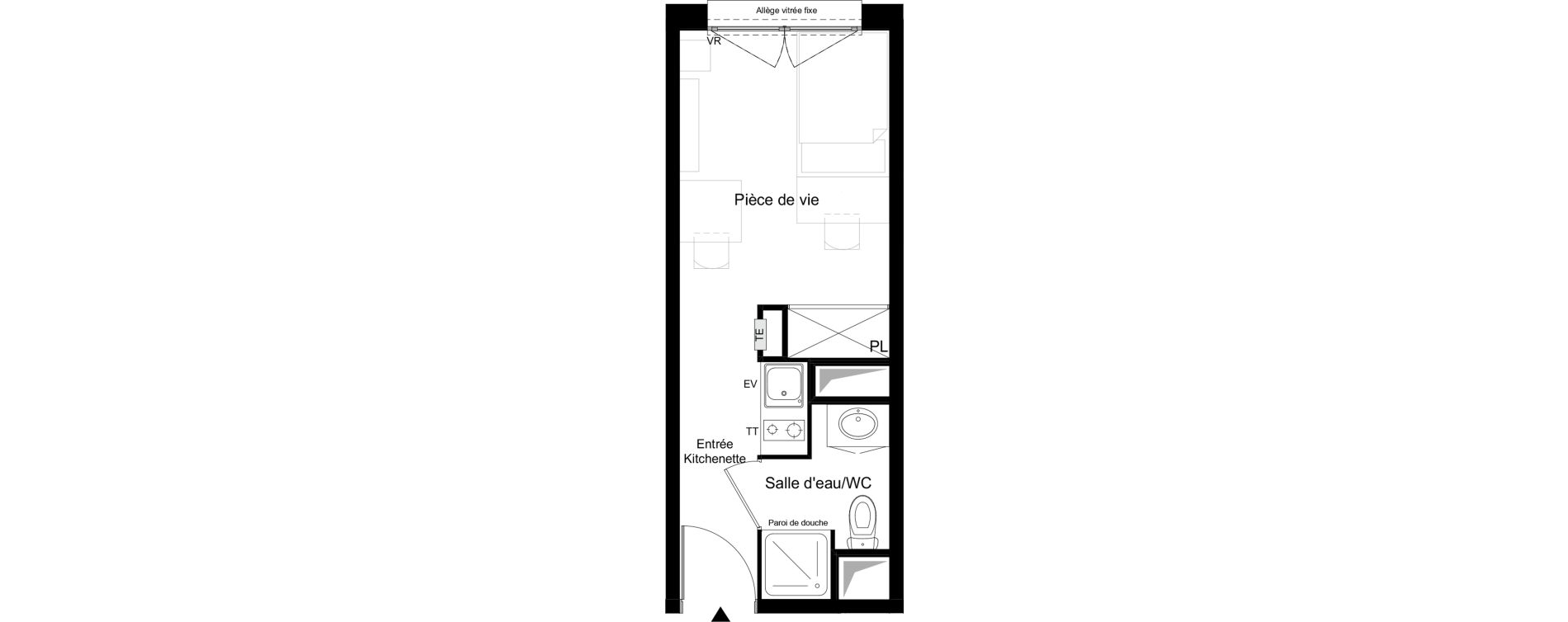 Appartement T1 meubl&eacute; de 18,47 m2 &agrave; Agen Tapie - rodrigues