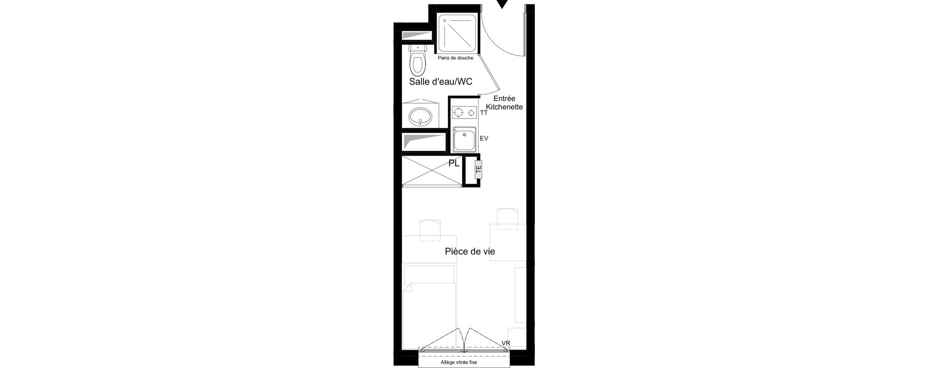 Appartement T1 meubl&eacute; de 18,44 m2 &agrave; Agen Tapie - rodrigues