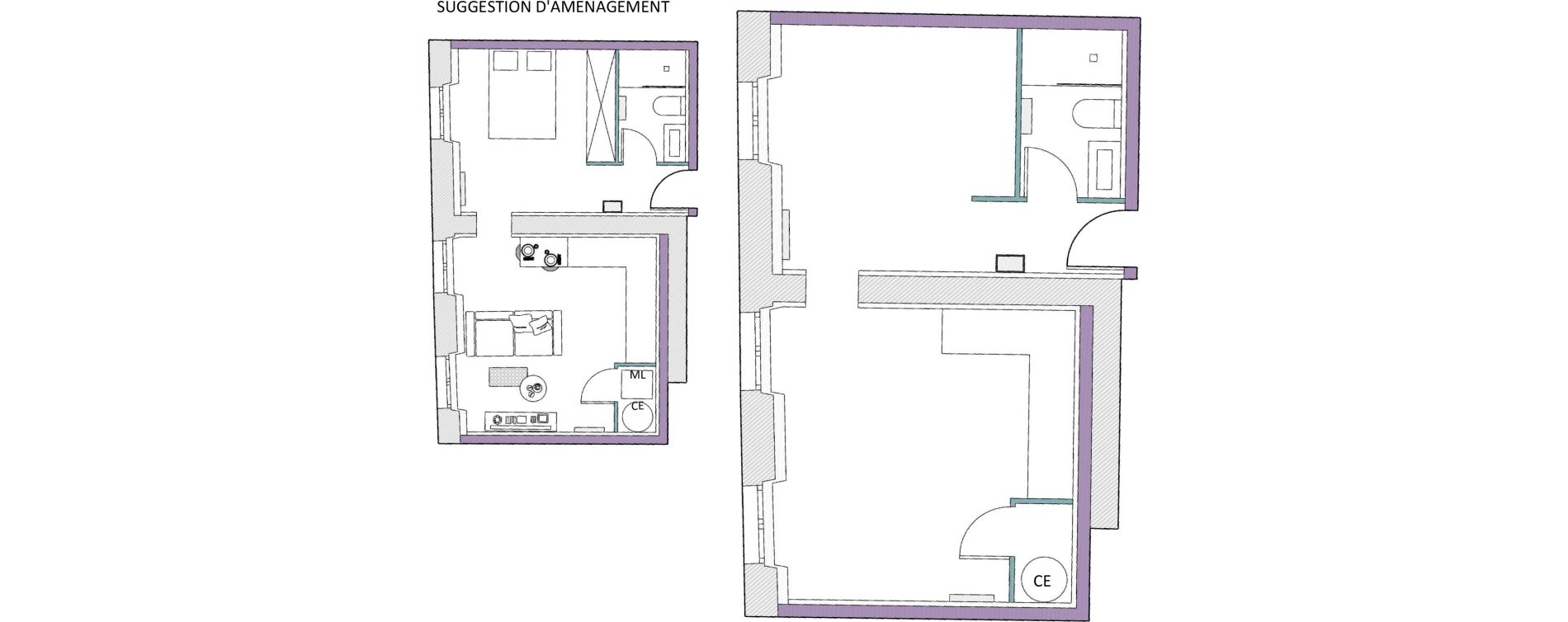 Appartement T1 bis de 33,58 m2 &agrave; Agen Centre