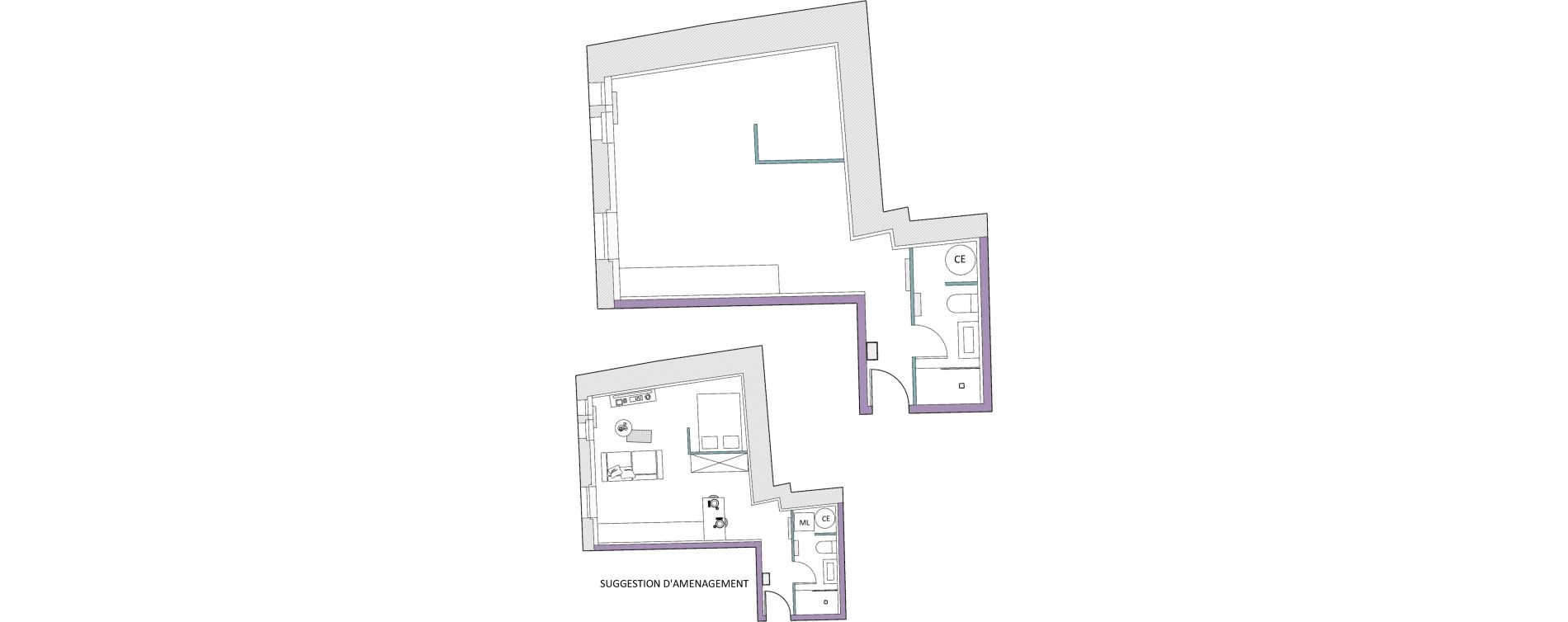 Appartement T1 bis de 34,10 m2 &agrave; Agen Centre