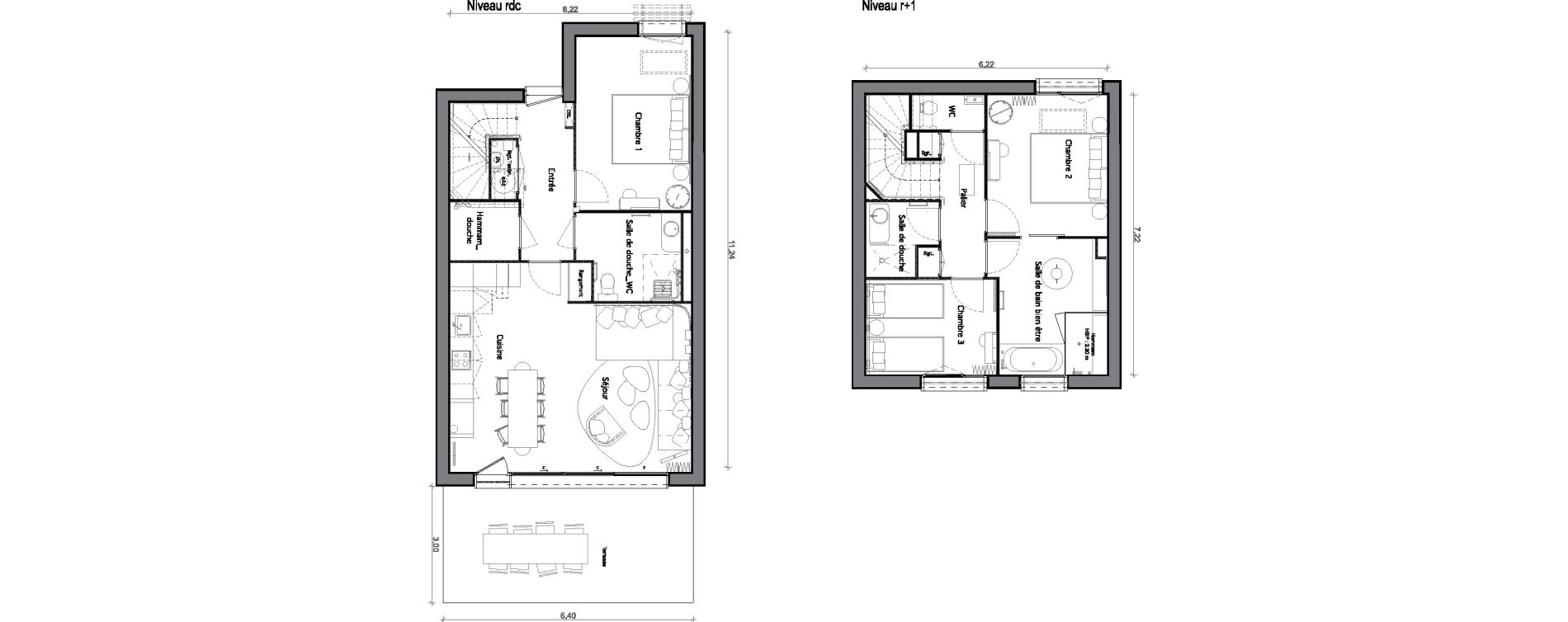 Duplex T4 de 98,99 m2 &agrave; Beauziac Centre