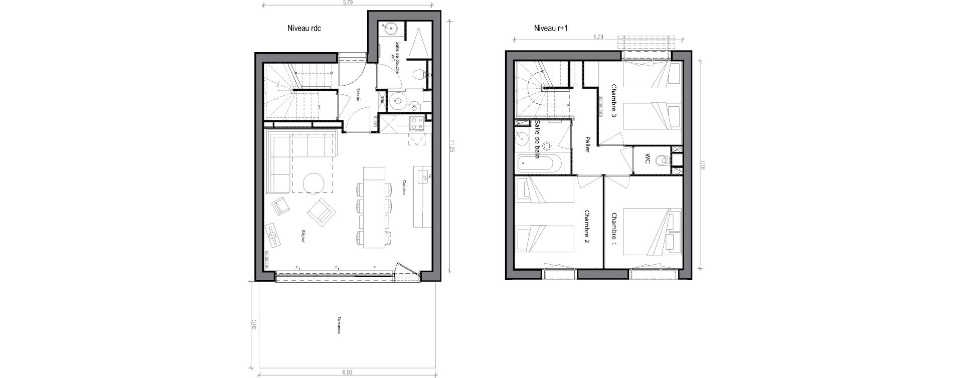 Duplex T4 de 75,16 m2 &agrave; Beauziac Centre