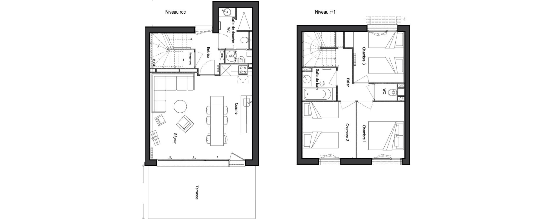 Duplex T4 de 75,22 m2 &agrave; Beauziac Centre