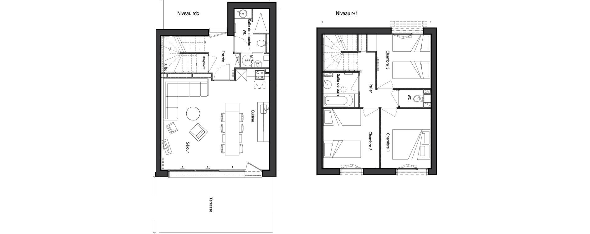 Duplex T4 de 75,22 m2 &agrave; Beauziac Centre