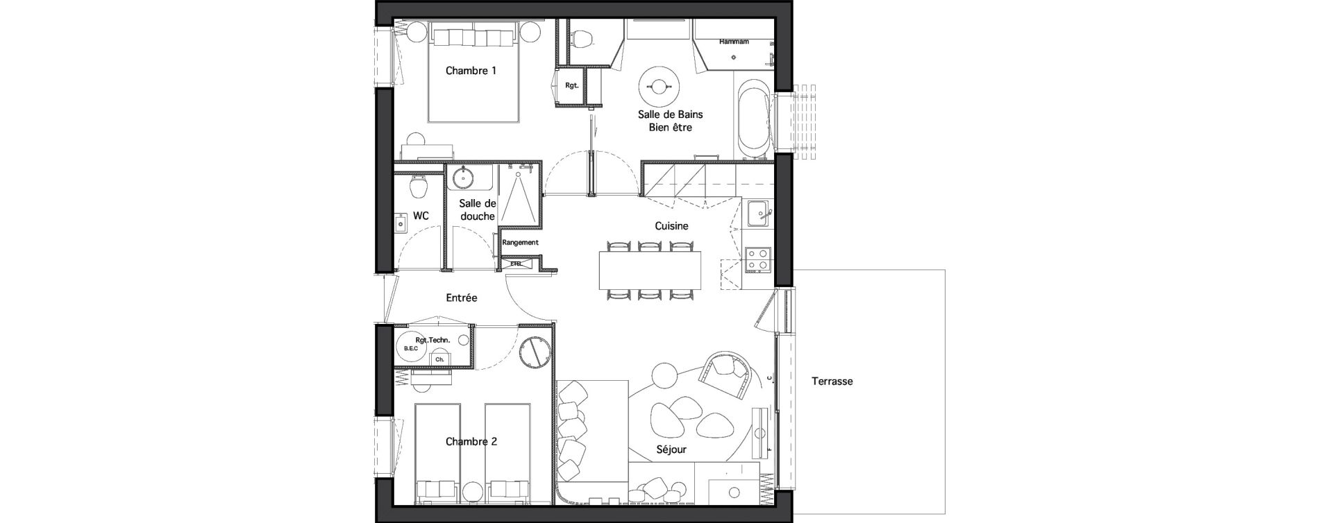 Appartement T3 de 70,38 m2 &agrave; Beauziac Centre