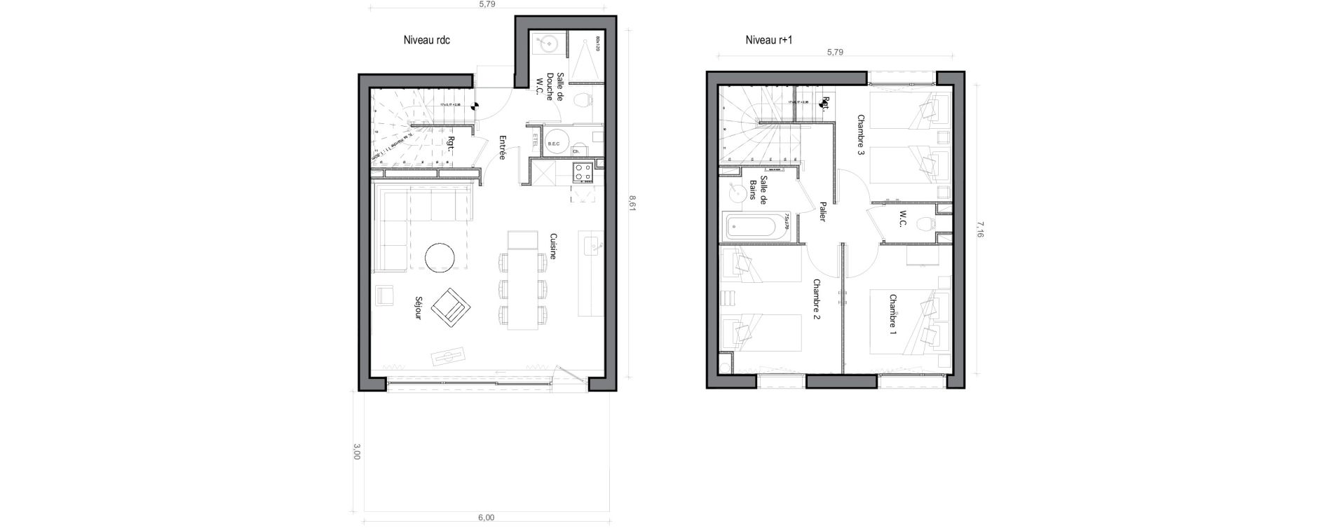 Duplex T6 de 75,16 m2 &agrave; Beauziac Centre