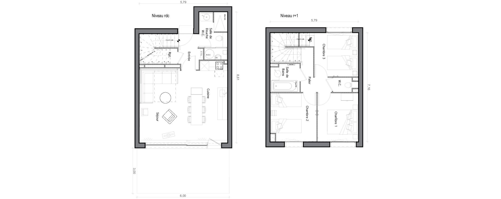 Duplex T6 de 75,16 m2 &agrave; Beauziac Centre