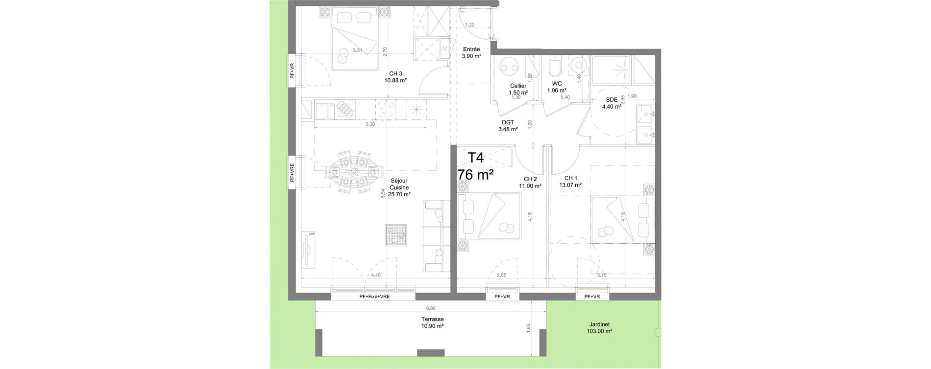 Appartement T4 de 75,89 m2 &agrave; Casteljaloux Centre