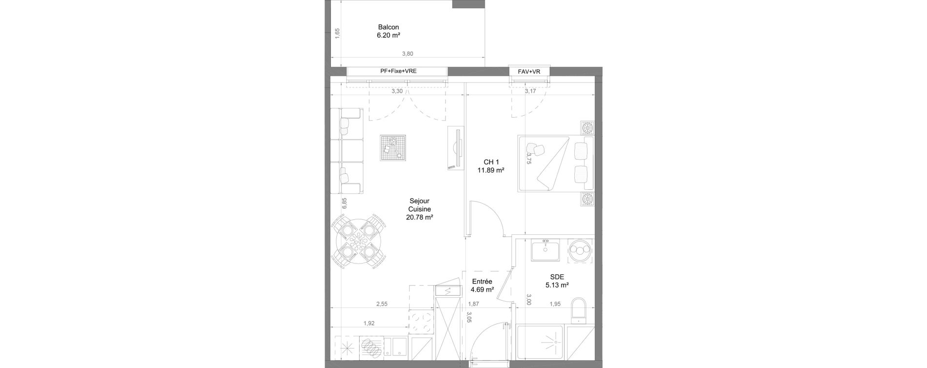 Appartement T2 de 42,49 m2 &agrave; Casteljaloux Centre